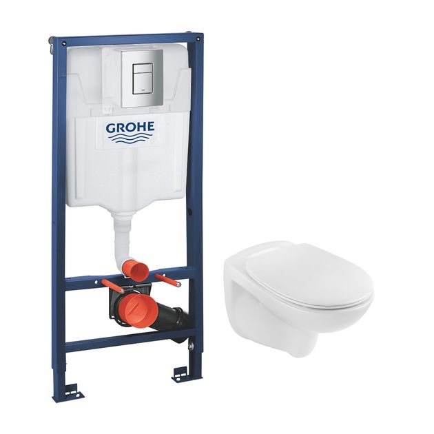 Комплект 4 в 1: Инсталляция Grohe + Унитаз безободковый Kroner RIMLESS, фото  | SNABZHENIE.com.ua