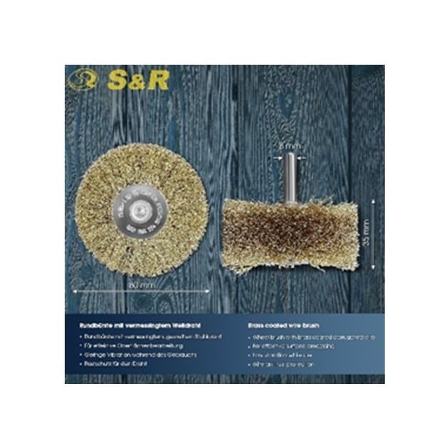 Щетка дисковая S&R 80x35 мм, латунная, фото  | SNABZHENIE.com.ua