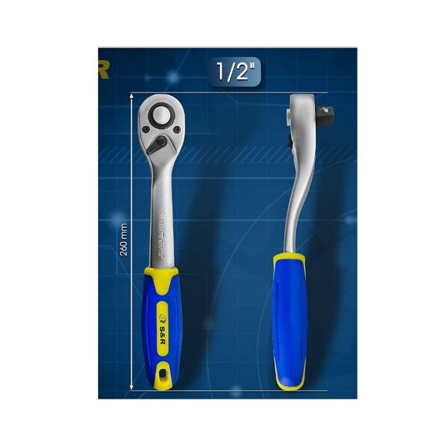 Ключ-трещотка S&R 1/2" 260 мм с реверсом, фото  | SNABZHENIE.com.ua