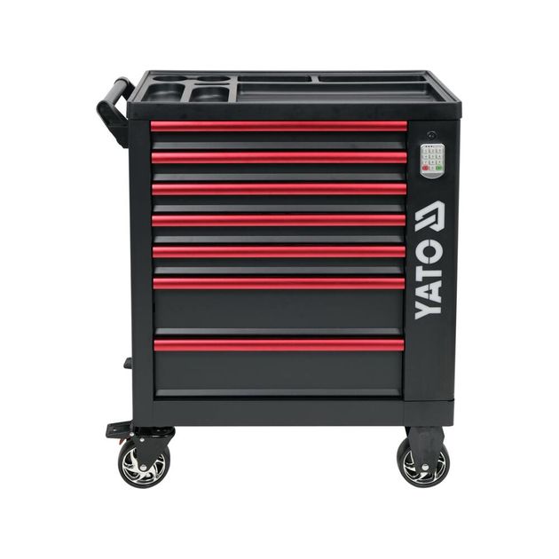 Шафа-візок для інструментів YATO, 7 шуфлядів, кодовий замок, 982x755x455 мм, фото , изображение 2 | SNABZHENIE.com.ua