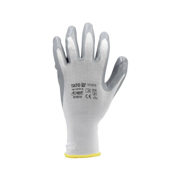 Перчатки рабочие YATO бело-серые, размер 10 (YT-7474), фото , изображение 5 | SNABZHENIE.com.ua