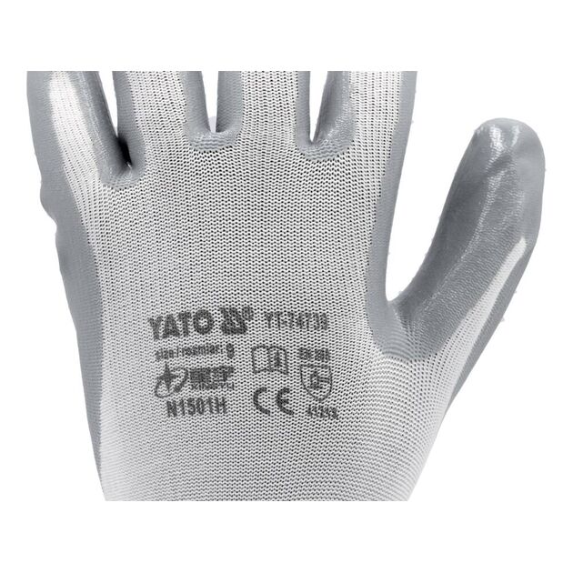 Перчатки рабочие YATO бело-серые, размер 10 (YT-7474), фото , изображение 11 | SNABZHENIE.com.ua