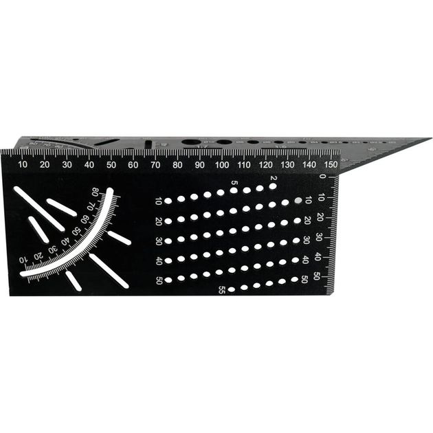 Кутник алюмінієвий стереометричний 3D YATO 150х70х215 мм з транспортиром і шаблонами отворів, фото , зображення 2 | SNABZHENIE.com.ua