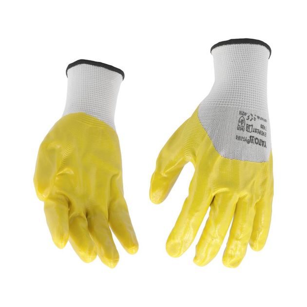 Перчатки рабочие трикотажные нейлоновые желтые YATO, размер 10, фото , изображение 2 | SNABZHENIE.com.ua