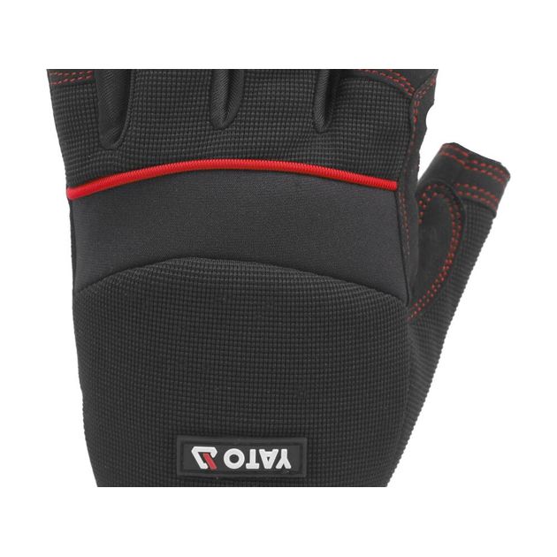 Перчатки рабочие черные открытые YATO искусственная кожа, размер 8, фото , изображение 8 | SNABZHENIE.com.ua