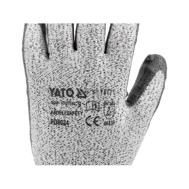 Рукавицы рабочие полиэтиленовые YATO, черный полиуретан, размер 10, фото , изображение 8 | SNABZHENIE.com.ua