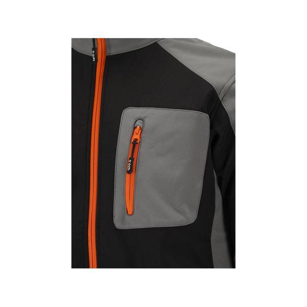 Рабочая куртка SOFTSHELL YATO S, черно-серая, 3 кармана, фото , изображение 8 | SNABZHENIE.com.ua
