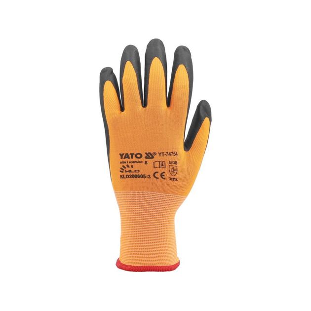 Рукавицы рабочие нейлоновые с нитриловой оболочкой YATO 8, для смартфона, фото , изображение 4 | SNABZHENIE.com.ua