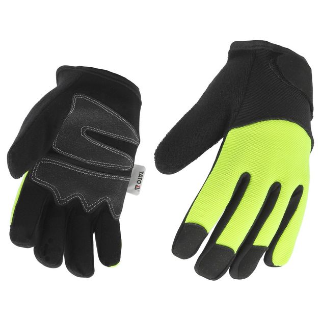 Перчатки YATO черно-желтые, укрепленные для сенсорных экранов, размер 8, фото , изображение 2 | SNABZHENIE.com.ua