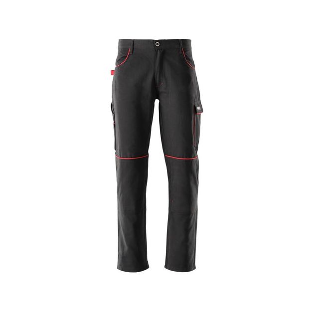 Робочі штани COMFY YATO, L, чорні з червоним, 7 кишень, 100% бавовна, фото , изображение 4 | SNABZHENIE.com.ua