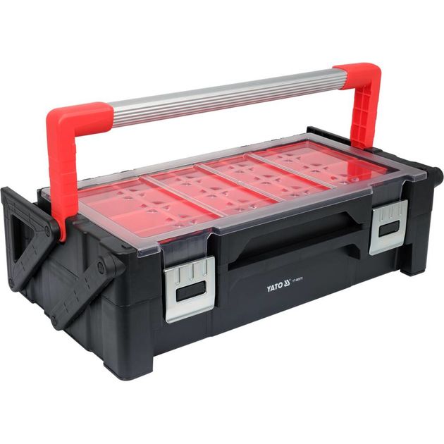 Ящик пластиковый складной YATO с 21 ячейкой, 560x305x165 мм, фото , изображение 4 | SNABZHENIE.com.ua