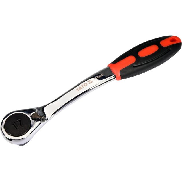 Изогнутая шестигранная трещотка YATO HEX17 с резиновой ручкой, фото , изображение 2 | SNABZHENIE.com.ua Изогнутая шестигранная трещотка YATO HEX17 с резиновой ручкой, фото , изображение 2 | SNABZHENIE.com.ua
