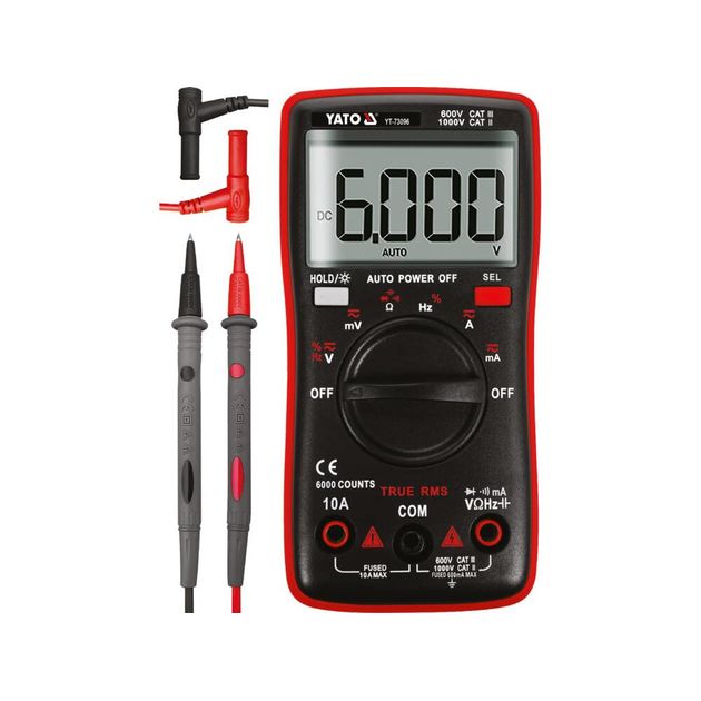 Мультиметр TRUE RMS електричних параметрів YATO з LCD-цифровим діапазоном 6000, фото , зображення 8 | SNABZHENIE.com.ua