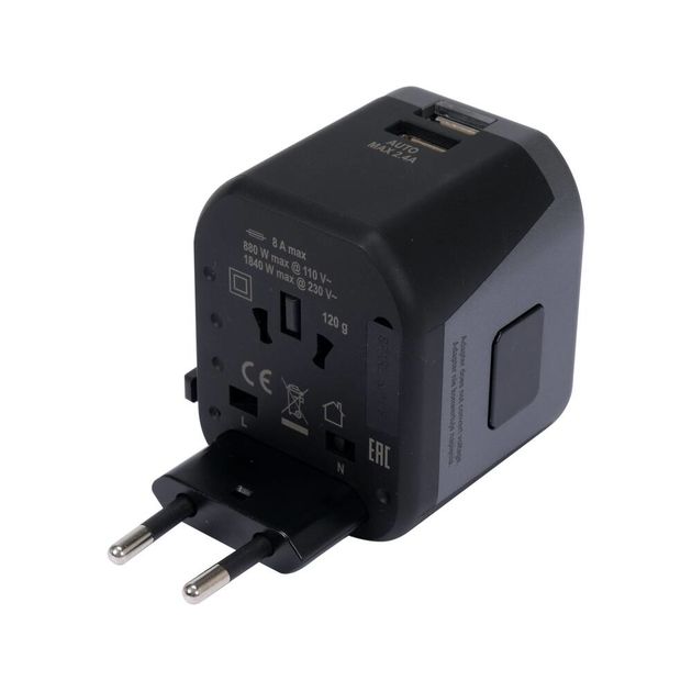 Розетка-адаптер електромережевий YATO 110-240 В, до 8 А з універсальним гніздом і USB., фото , зображення 5 | SNABZHENIE.com.ua Розетка-адаптер електромережевий YATO 110-240 В, до 8 А з універсальним гніздом і USB., фото , зображення 5 | SNABZHENIE.com.ua