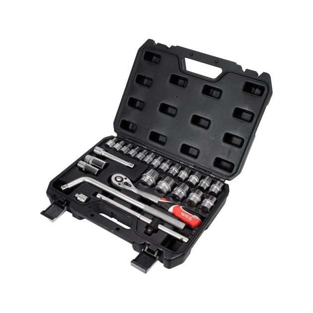 Набор инструментов YATO 25 предметов, квадрат 1/2", М 10-32 мм, фото , изображение 2 | SNABZHENIE.com.ua