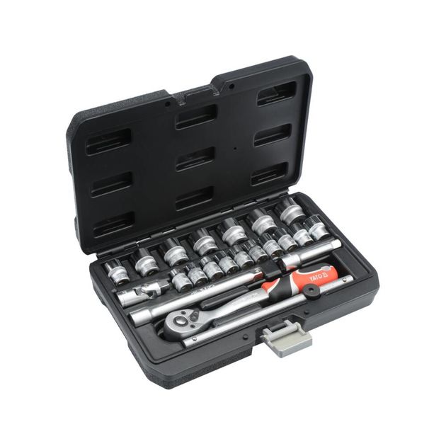 Набор торцевых головок YATO 3/8", 6-22 мм, 22 шт., фото , изображение 2 | SNABZHENIE.com.ua