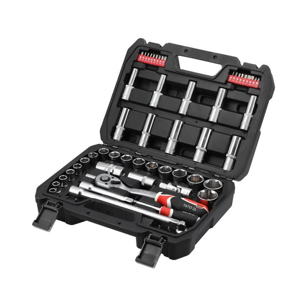 Набор головок и бит YATO 1/2", 1/4", 60 элементов, фото , изображение 6 | SNABZHENIE.com.ua