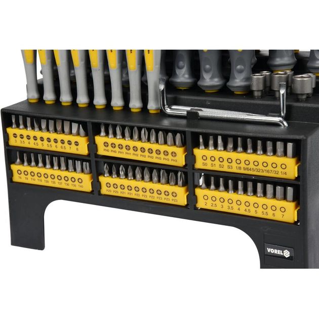 Набір викруток і викруткових насадок VOREL : Cr-V, 100 шт [3/36], фото , зображення 13 | SNABZHENIE.com.ua