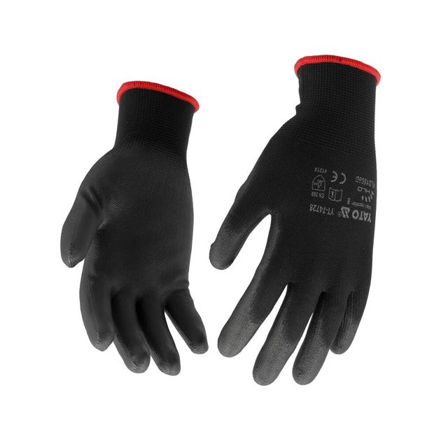 Перчатки робочі нейлонові чорні YATO розмір 8 (YT-74728), фото , зображення 2 | SNABZHENIE.com.ua