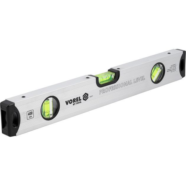 Алюминиевый уровень VOREL 40 см, 3 капсулы [25/50], фото , изображение 2 | SNABZHENIE.com.ua