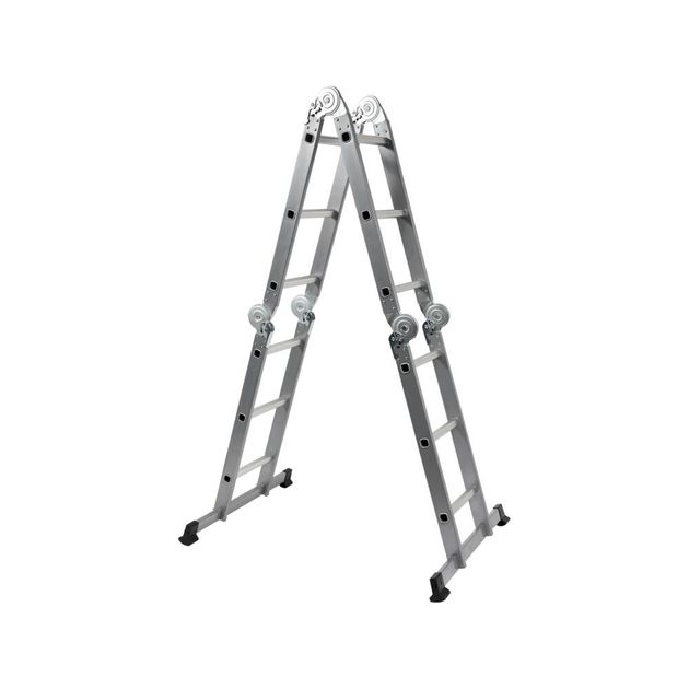 Драбина розкладна VOREL : 4 секції x 3 сходини, h=3.4 м, 94х35х27 см, алюміній+сталь [1], фото , зображення 2 | SNABZHENIE.com.ua