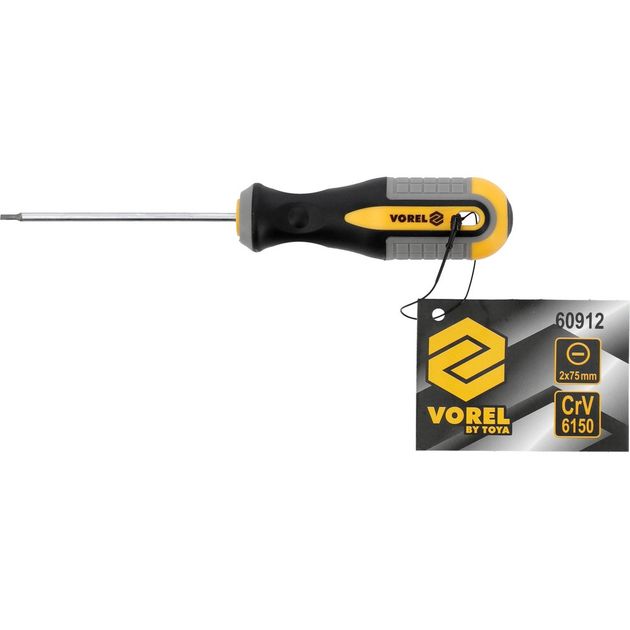 Викрутка плоска VOREL : SL2 х 75 мм. Cr-V [12/96/384], фото , зображення 5 | SNABZHENIE.com.ua