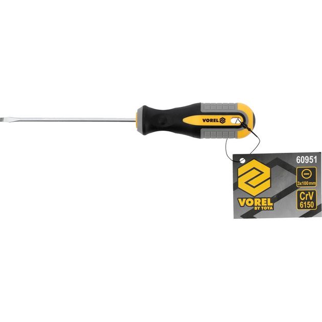 Викрутка плоска VOREL : SL3 х 100 мм. Cr-V [12/96/384], фото , зображення 5 | SNABZHENIE.com.ua