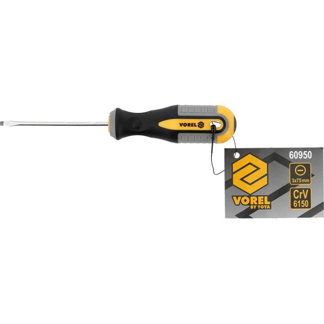 Отвертка плоска VOREL SL3 х 75 мм. (VO-60950), фото , зображення 5 | SNABZHENIE.com.ua
