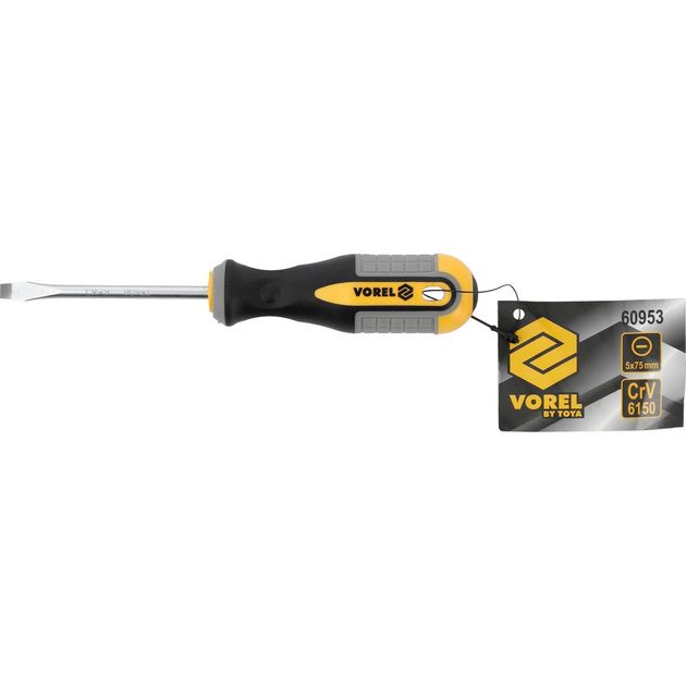 Викрутка плоска VOREL : SL5 х 75 мм. Cr-V [12/60/240], фото , зображення 5 | SNABZHENIE.com.ua