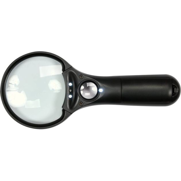 Лупа ручная с подсветкой, 2 линзы 3x/45x, ABS-пластик, 192x82x28мм, фото , изображение 2 | SNABZHENIE.com.ua