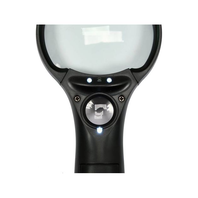 Лупа ручная с подсветкой, 2 линзы 3x/45x, ABS-пластик, 192x82x28мм, фото , изображение 4 | SNABZHENIE.com.ua