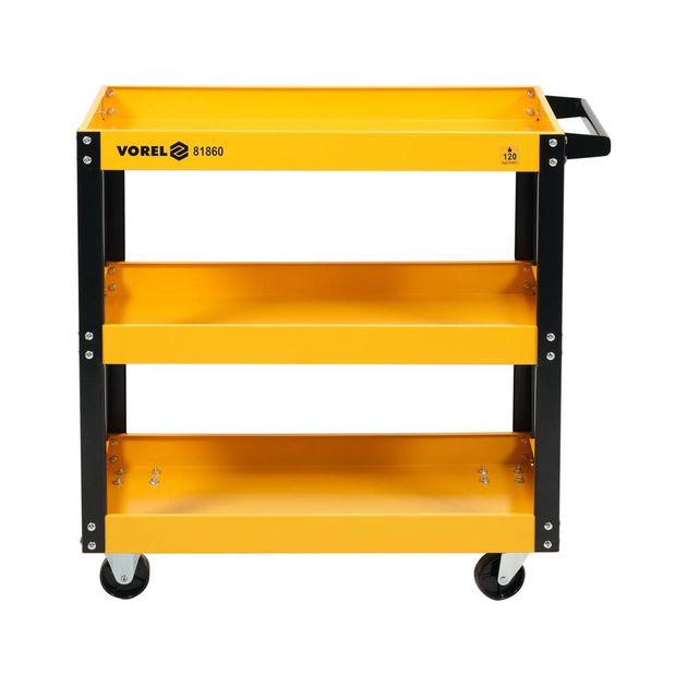 Візок для майстерні VOREL, 3 полки, 120 кг, 77,5 х 76 х 35,5 см, фото , изображение 2 | SNABZHENIE.com.ua