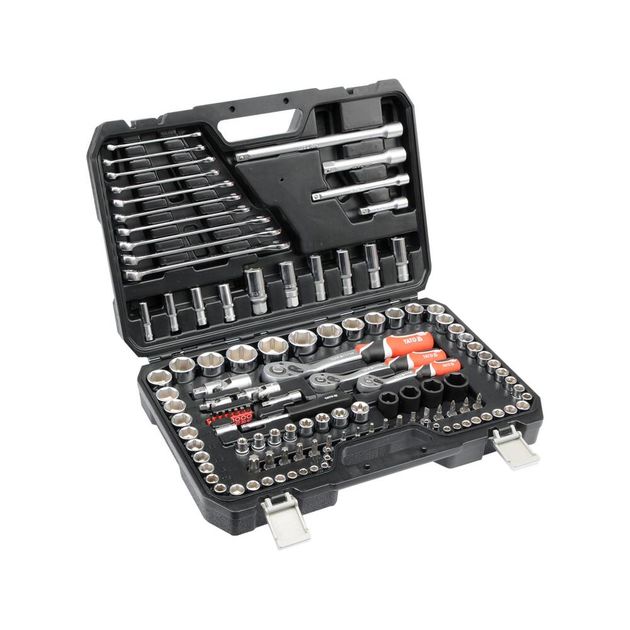 Набор инструментов YATO (YT-38801), 120 шт., квадрат 1/4, 3/8, 1/2, фото , изображение 2 | SNABZHENIE.com.ua