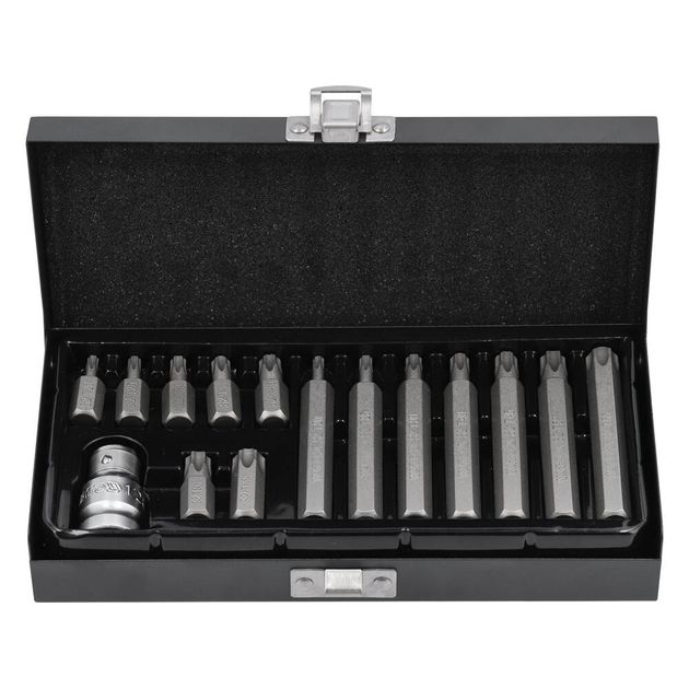 Набір насадок викруткових YATO "ТОRХ", L= 30, 75 мм, адаптер 1/2", металевий кейс, 15 шт., фото , зображення 2 | SNABZHENIE.com.ua