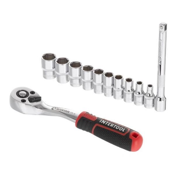 Набор головок 1/4 4-13 мм, удлинитель и рукоятка с храповиком, 12 ед., фото , изображение 2 | SNABZHENIE.com.ua Набор головок 1/4 4-13 мм, удлинитель и рукоятка с храповиком, 12 ед., фото , изображение 2 | SNABZHENIE.com.ua