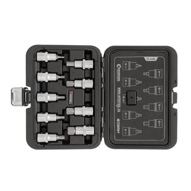 Набір біт HEX 1/2 4-17, 55 мм, S2, STORM INTERTOOL ET-8405, фото , зображення 3 | SNABZHENIE.com.ua