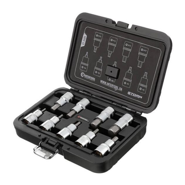 Набор бит HEX 1/2" 4-17, 55 мм, S2, INTERTOOL ET-8405, фото  | SNABZHENIE.com.ua