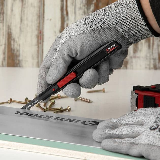 Ніж сегментний 9мм, алюмінієвий, Storm INTERTOOL HT-0533, фото , зображення 9 | SNABZHENIE.com.ua