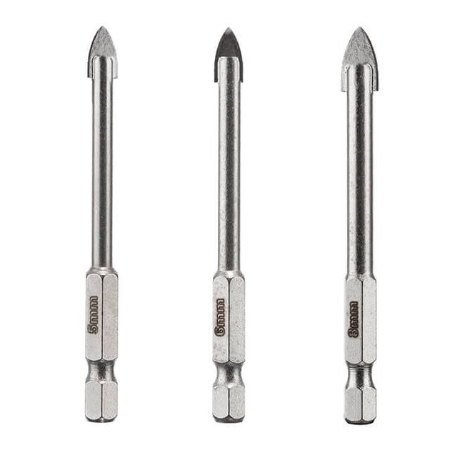 Набор сверл по стеклу и керамике 5-8 мм HEX 1/4'' INTERTOOL SD-0293, фото , изображение 3 | SNABZHENIE.com.ua Набор сверл по стеклу и керамике 5-8 мм HEX 1/4'' INTERTOOL SD-0293, фото , изображение 3 | SNABZHENIE.com.ua