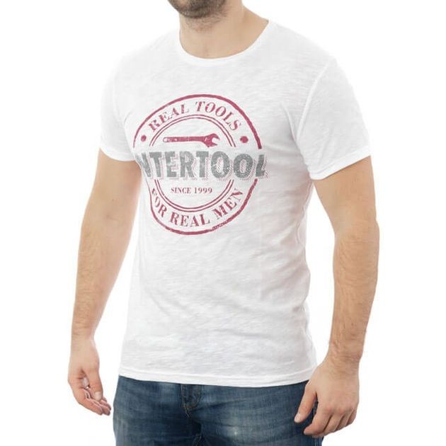 Футболка світло-сіра меланж M 100% хлопок INTERTOOL SP-2212, фото , зображення 2 | SNABZHENIE.com.ua