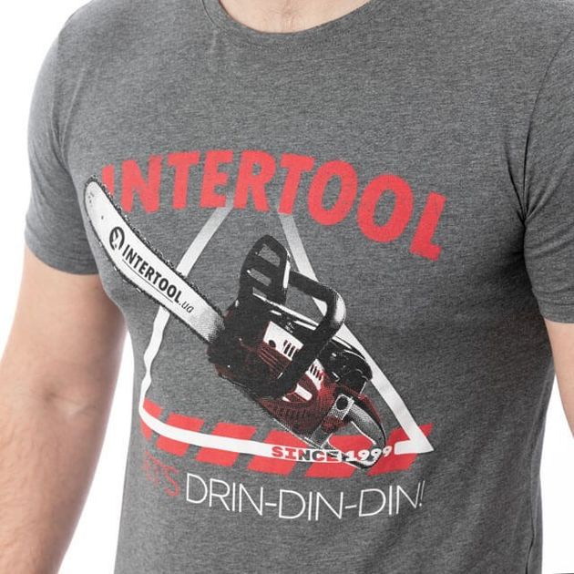 Футболка темно-сіра M 95 % хлопок 5 % спандекс INTERTOOL SP-2232, фото , зображення 5 | SNABZHENIE.com.ua