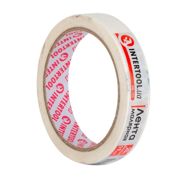 Лента малярна 19мм, 20м, біла INTERTOOL DM-1921, фото  | SNABZHENIE.com.ua