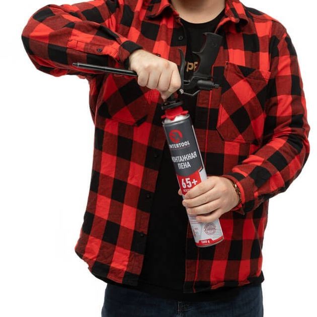 Піна монтажна професійна, всесезонна, 750мл/1000г. 65л.+, під пістолет INTERTOOL FS-1010, фото , зображення 3 | SNABZHENIE.com.ua