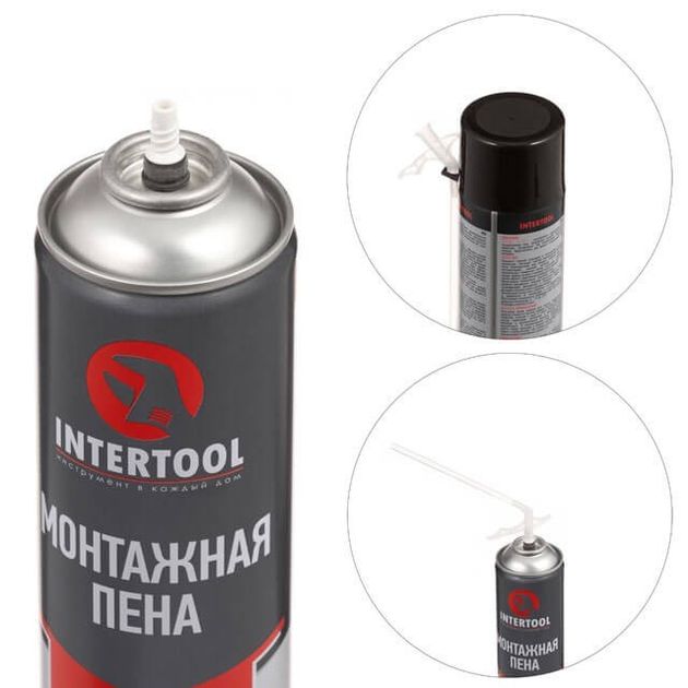 Пена монтажна, всесезонна, 500мл/500г. 30л.+, трубочка INTERTOOL FS-1150, фото , зображення 2 | SNABZHENIE.com.ua