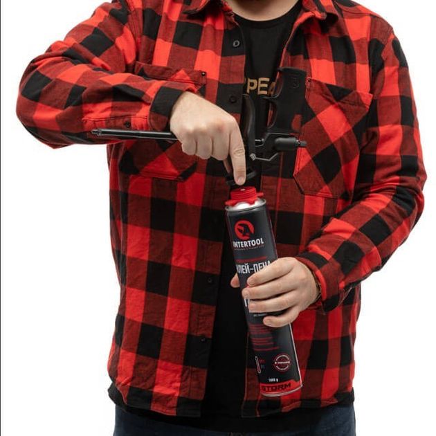 Клей-пена монтажна професійна, всесезонна, 750мл/1000г., 14 м.кв.+, під пістолет INTERTOOL FS-2000, фото , зображення 3 | SNABZHENIE.com.ua