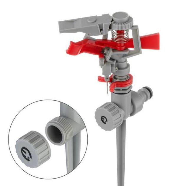 Дощуватель пульсуючий з повною або частковою зоною поливу на костилі, круг/сектор поливу до 12м Brass, Zinc alloy INTERTOOL GE-0053, фото , зображення 3 | SNABZHENIE.com.ua Дощуватель пульсуючий з повною або частковою зоною поливу на костилі, круг/сектор поливу до 12м Brass, Zinc alloy INTERTOOL GE-0053, фото , зображення 3 | SNABZHENIE.com.ua