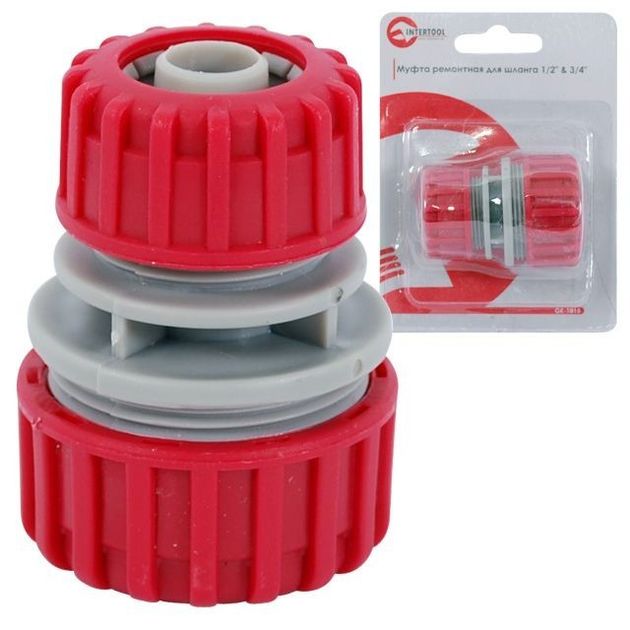 Муфта соединительная для шланга 1/2" и 3/4". INTERTOOL GE-1015, фото  | SNABZHENIE.com.ua