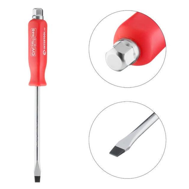 Отвертка ударна SL8x150 мм, Cr-V INTERTOOL HT-0484, фото , зображення 2 | SNABZHENIE.com.ua