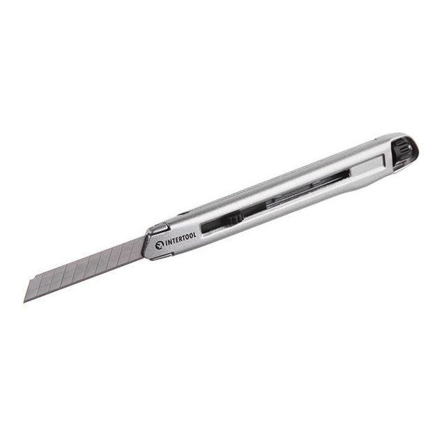 Нож сегментный 9мм, металлический, усиленный, INTERTOOL HT-0509, фото , изображение 2 | SNABZHENIE.com.ua Нож сегментный 9мм, металлический, усиленный, INTERTOOL HT-0509, фото , изображение 2 | SNABZHENIE.com.ua