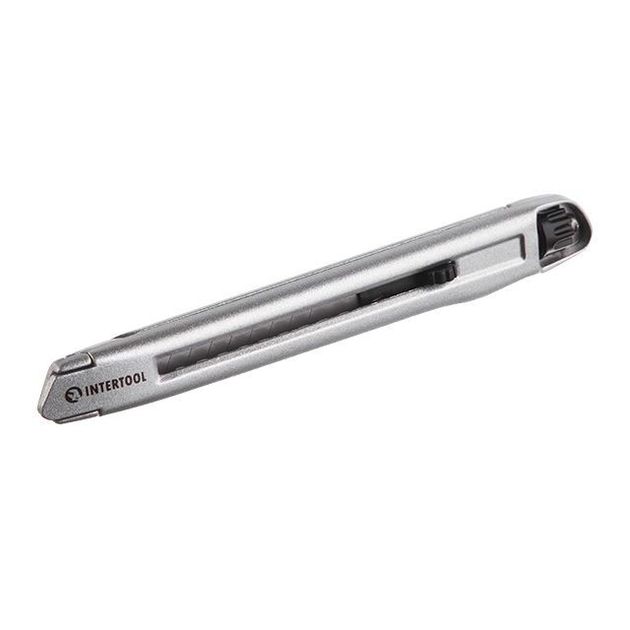 Нож сегментный 9мм, металлический, усиленный, INTERTOOL HT-0509, фото  | SNABZHENIE.com.ua